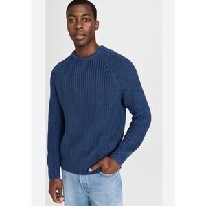Fair Harbor Men’sThe Neptune Fisherman Heavyweight Blue Seawool Sweater-Size M